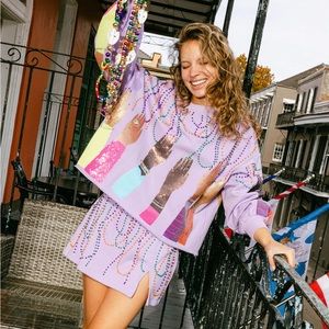 Queen of Sparkles Lavender Mardi Gras Bead Skort